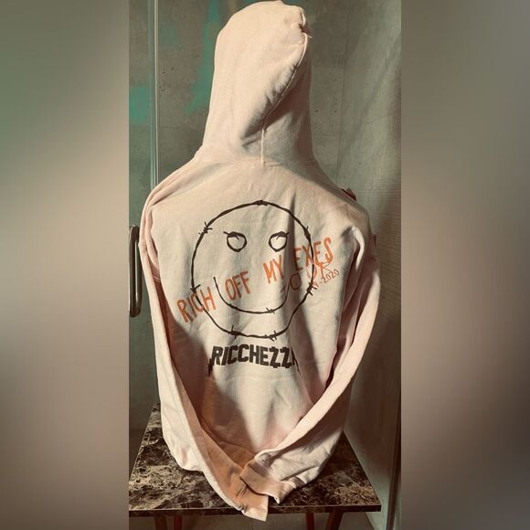Dear Ex Im Rich Now Sweatshirt - Pink Black - XL Y2k Pullover Sweatshirt Hoodie - Picture 1 of 10